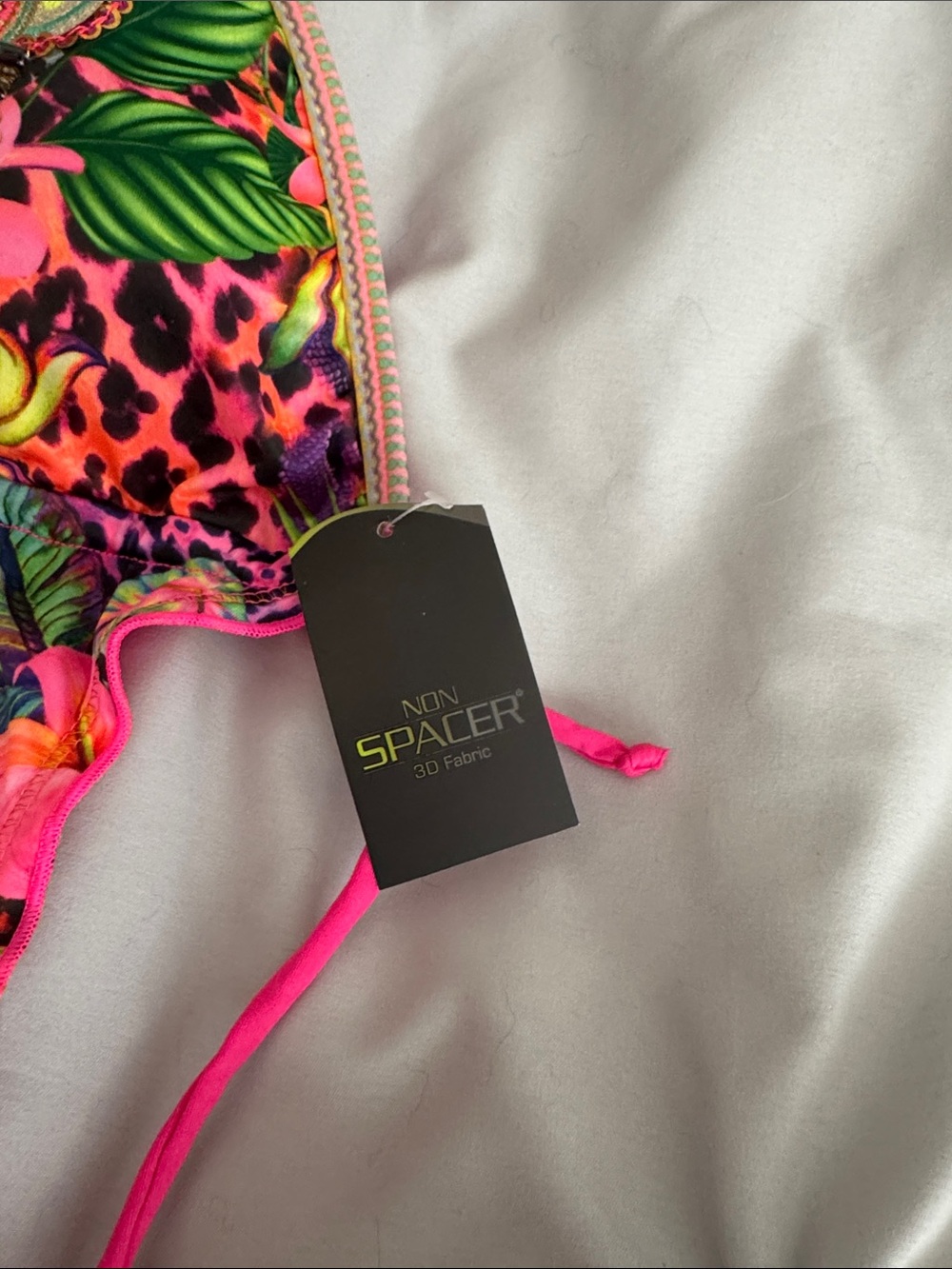 Bright Pink Tropical Print One-Piece Swimsuit - Picture 9 of 10